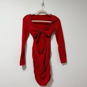 Elegant Red Long Sleeve Dress XS/S